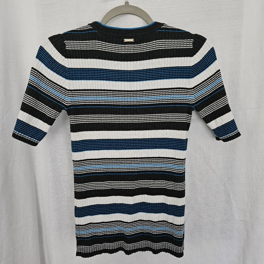 Striped Knit Top‎ Short Sleeve Sweater Size Small